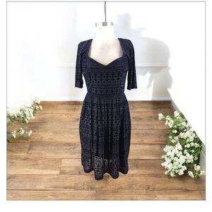 Anthropologie Meadow Rue Geo Velvet Burnout Dress Navy Velvet SzM -NWOT​